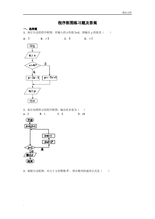 高二程序框图练习题及答案