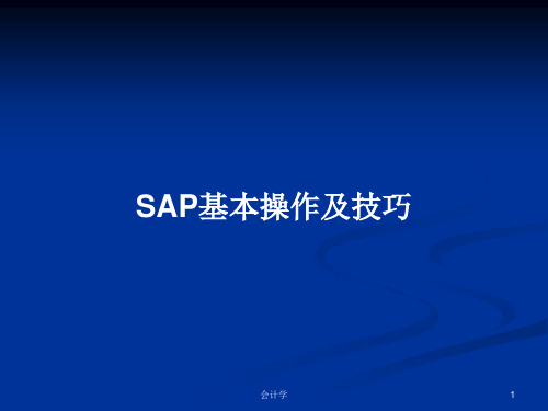 SAP基本操作及技巧PPT学习教案