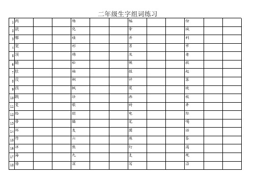 部编二年级语文上册写字表组词复习