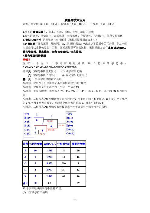 多媒体技术与应用期末整理