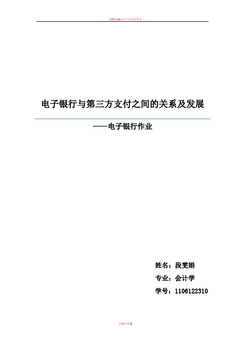 电子银行与第三方支付之间的关系及发展