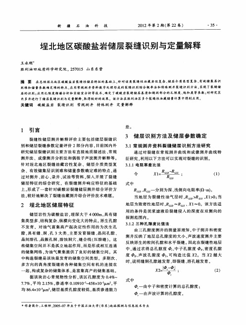 埕北地区碳酸盐岩储层裂缝识别与定量解释