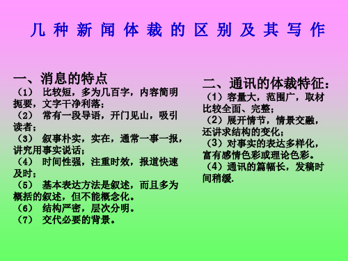 几 种 新 闻 体 裁 的 区 别 及 其 写 作