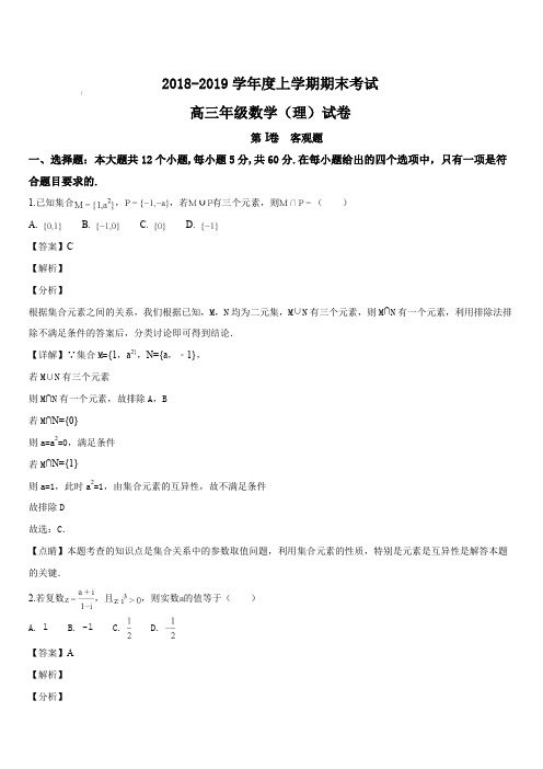 辽宁省实验中学大连八中大连二十四中鞍山一中东北育才学校2019届高三上学期期末考试数学(理)试题解析版