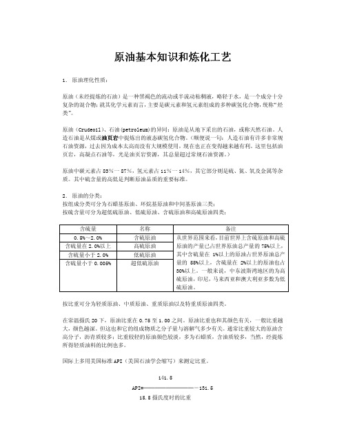 原油基本知识和炼化工艺