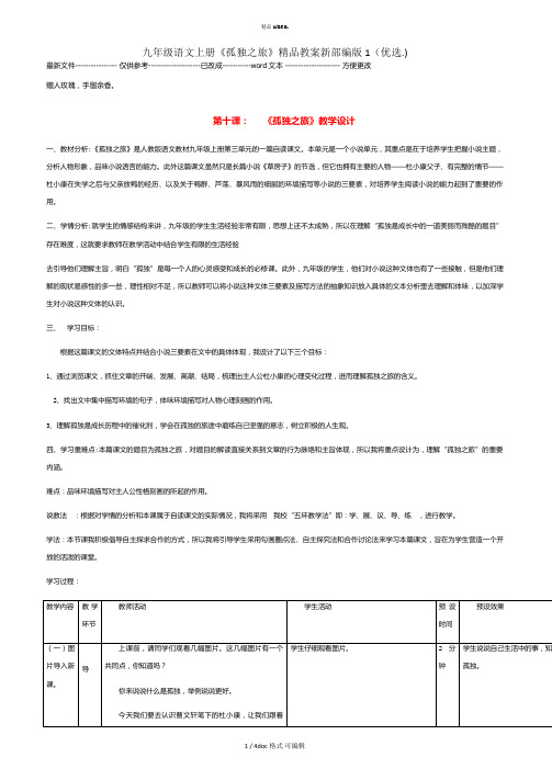 九年级语文上册《孤独之旅》精品教案新部编版1(甄选.)