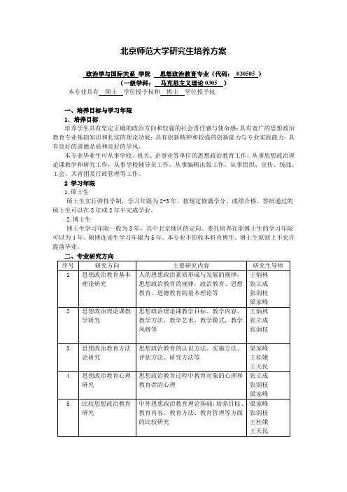 北京师范大学研究生培养方案