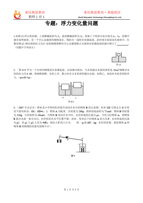 专题：浮力之变化量问题