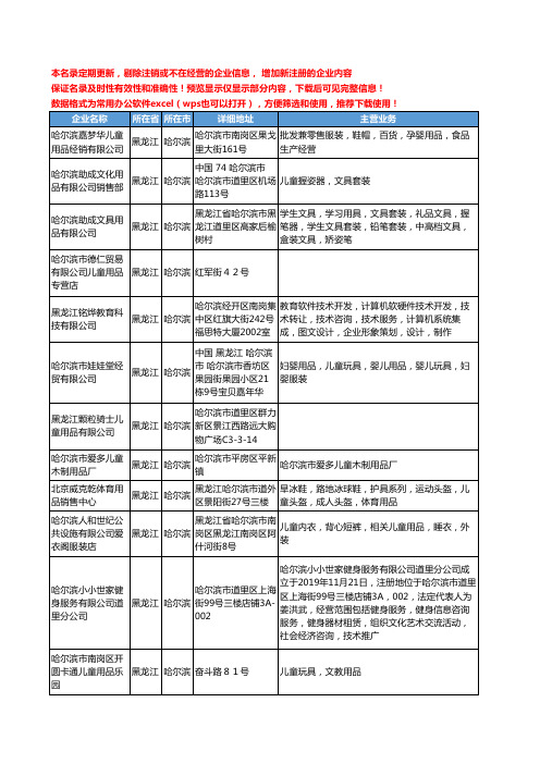 新版黑龙江省儿童用品工商企业公司商家名录名单联系方式大全60家