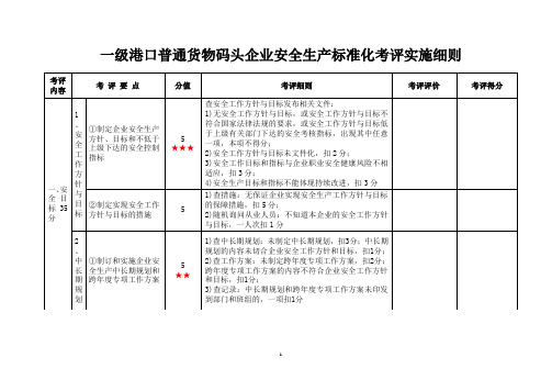 一级港口普通货物码头企业安全生产标准化考评实施细则