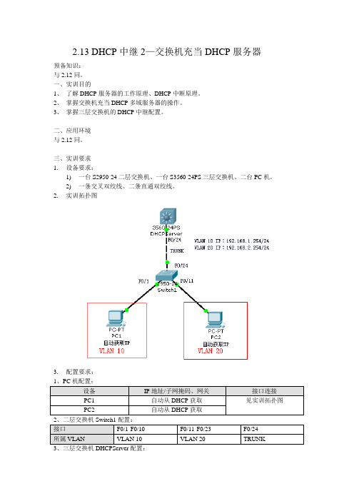 2.13 DHCP中继2—交换机充当DHCP服务器