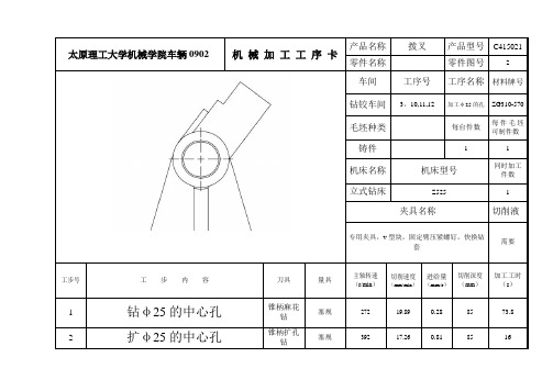 c415021拨叉孔加工工序卡