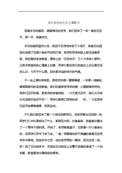 那天我很快乐作文800字