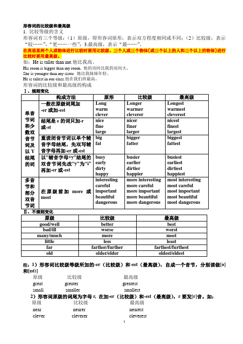 仁爱英语八年级上学期语法形容词的比较级和最高级