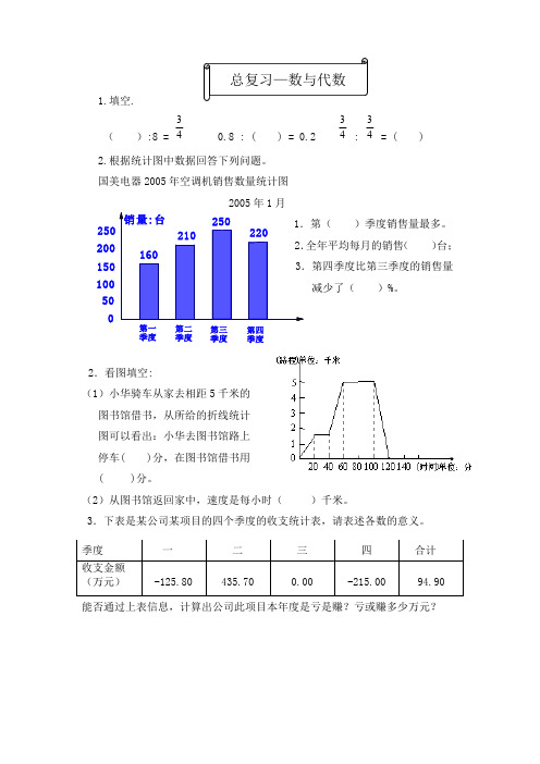 北师大版六年级数学上册期末总复习试卷题-数与代数