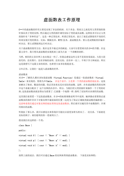 C++虚函数表的工作原理