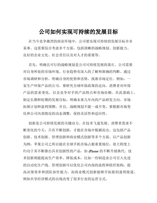 公司如何实现可持续的发展目标