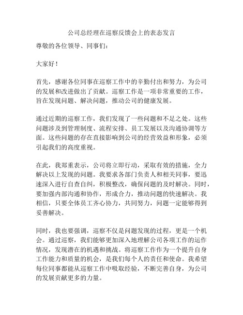 公司总经理在巡察反馈会上的表态发言