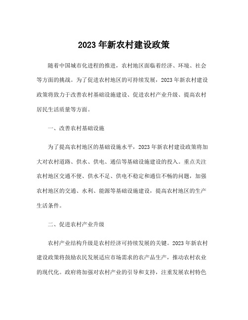 2023年新农村建设政策