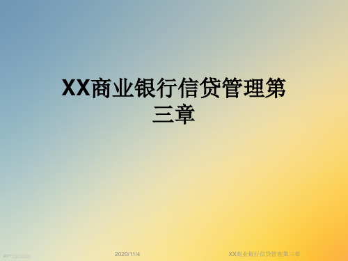 XX商业银行信贷管理第三章