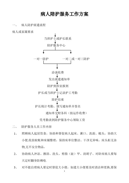 病人陪护服务工作方案