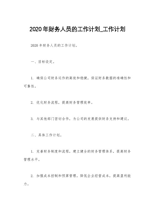 2020年财务人员的工作计划_工作计划