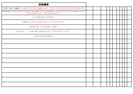 答辩材料清单