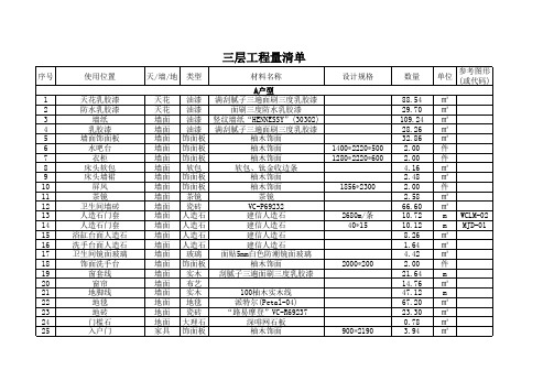 三层工程量清单