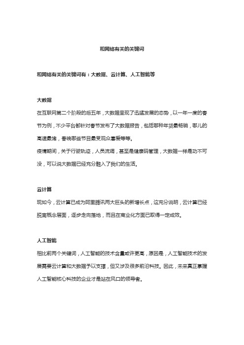 和网络有关的关键词