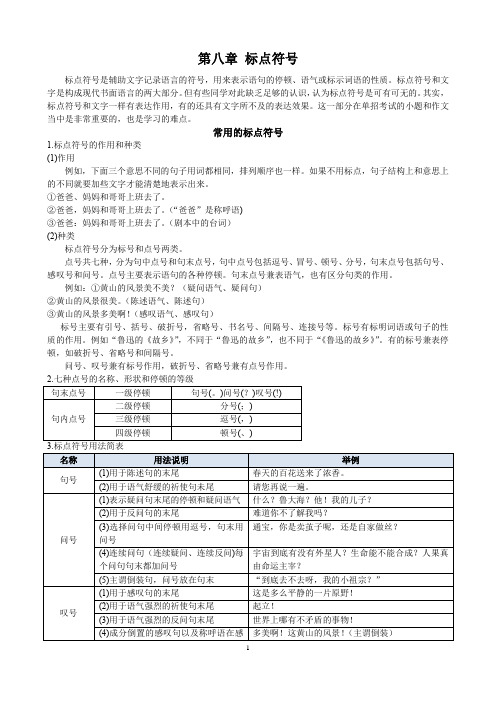 体育单招语文高考复习第八章 标点符号 知识点及例题 (学生版)20220426 