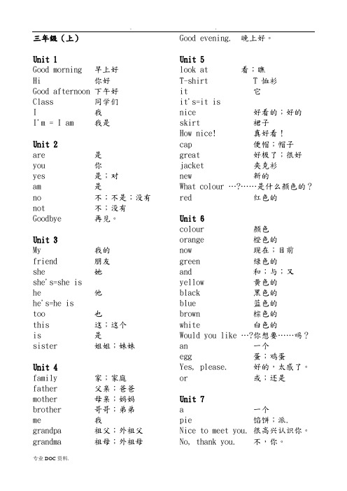 苏教版小学英语单词汇总译林版