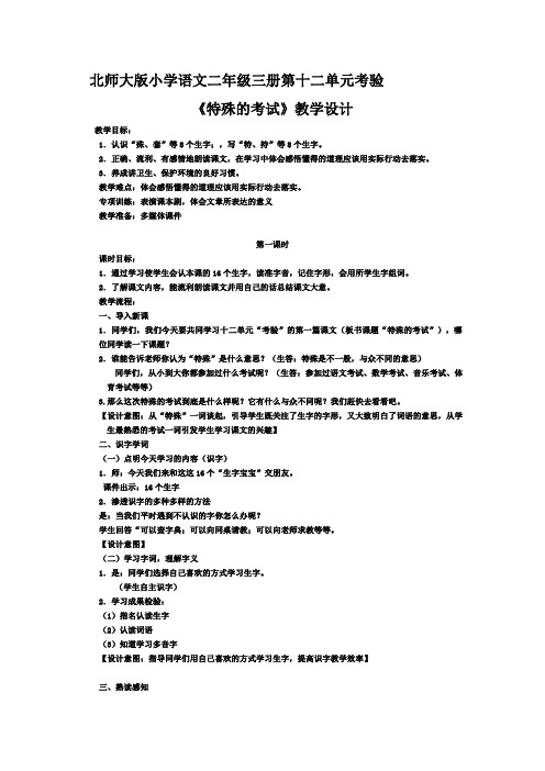 北师大版小学语文二年级上册《12 考验 ①特殊的考试》优质课教学设计_12