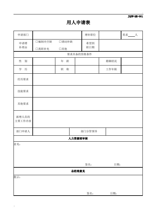 HR常用30个表格