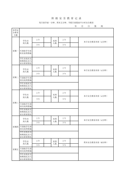 1530班 级 安 全 教 育 记 录