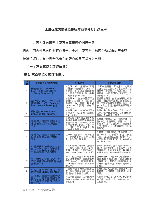 上海优化营商环境指标体系参考及几点思考