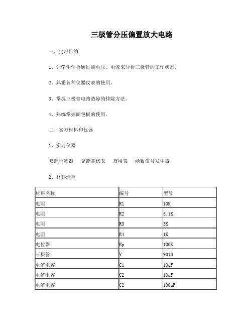 三极管分压偏置放大电路