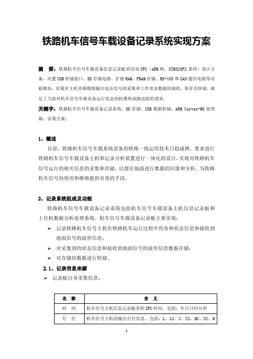 《铁路机车信号车载设备记录系统实现方案》