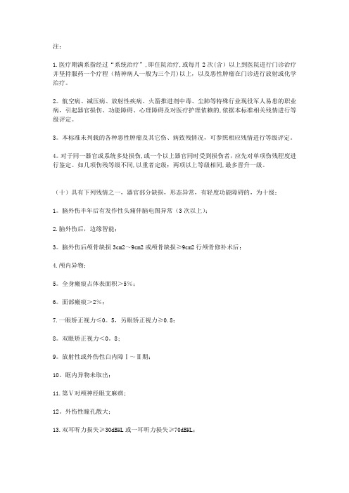 军人评残标准