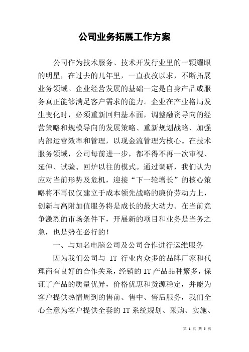 公司业务拓展工作方案