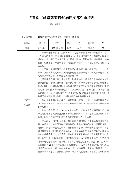 五四红旗团支部申报表