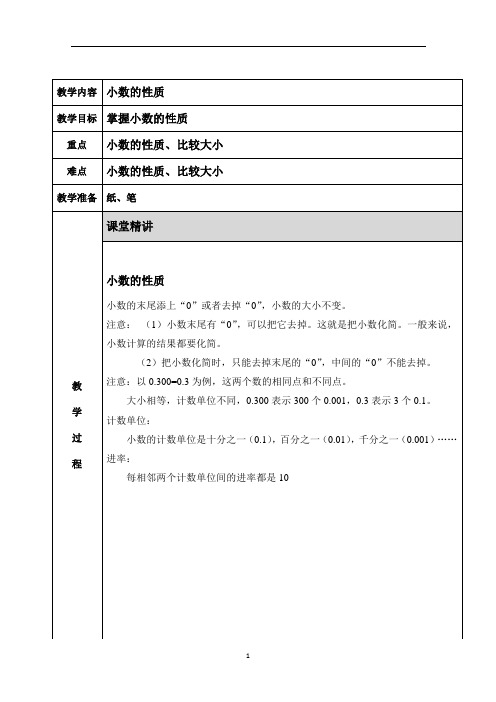 苏教版 五上 小数的性质、比较大小 易错题型