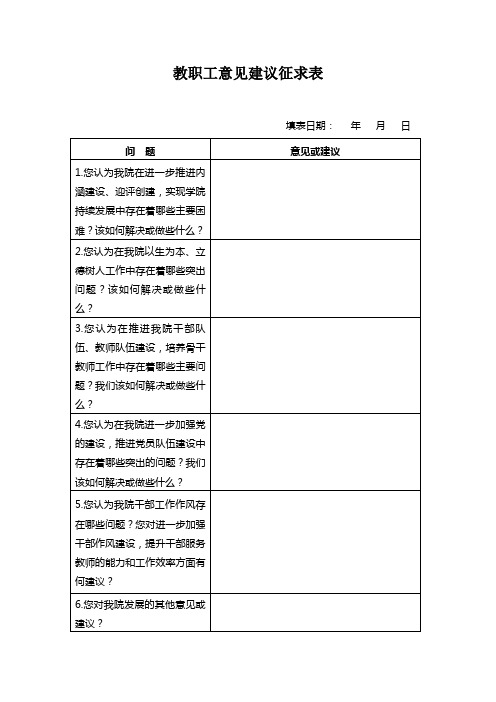 教职工意见建议征求表