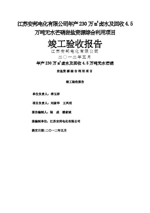 江苏安邦综合利用项目竣工验收报告终稿