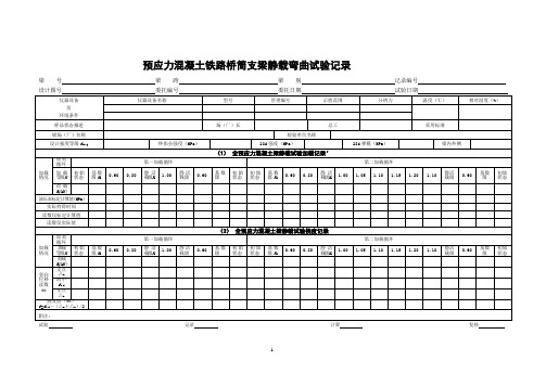 预应力混凝土铁路桥简支梁静载弯曲试验记录