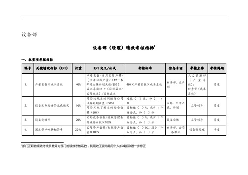 设备部绩效考核指标