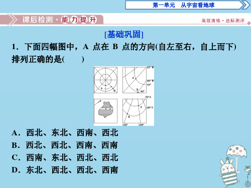 2020学年高中地理第一单元从宇宙看地球单元活动辨别地理方向课后检测能力提升课件鲁教版必修1