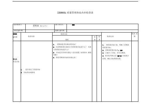 采购部内审检查表范文4