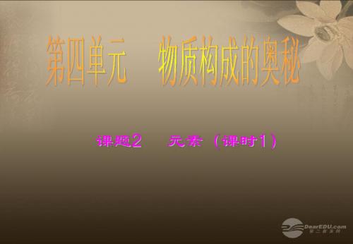 河南省郸城县光明中学九年级化学上册 第3单元 物质构成的奥秘 课题3 元素教学课件1 新人教版