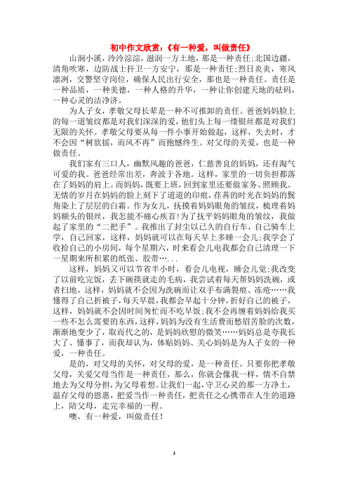 初中作文欣赏：《有一种爱,叫做责任》