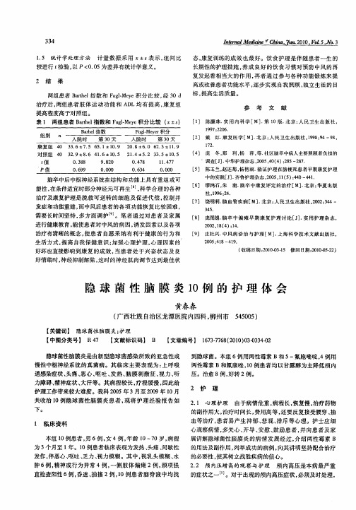 隐球菌性脑膜炎10例的护理体会